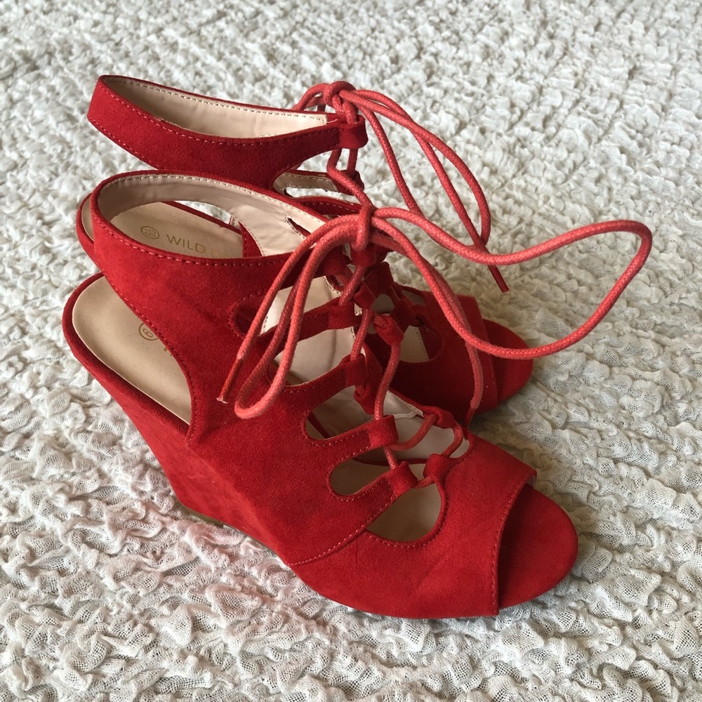 Wild Diva lace wedges